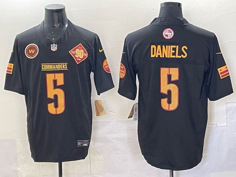 Men 2025 Washington Commanders #5 Daniels black Throwback Nike Limited NFL Jersey style 003->washington commanders->NFL Jersey